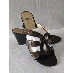 LifeStride Women's Brown Slip On Patent Leather Sandal Size 8.5 M